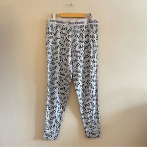 Juicy Couture Grey & Black “Love Juicy” Print Cuffed Pajama Pants – Medium GUC